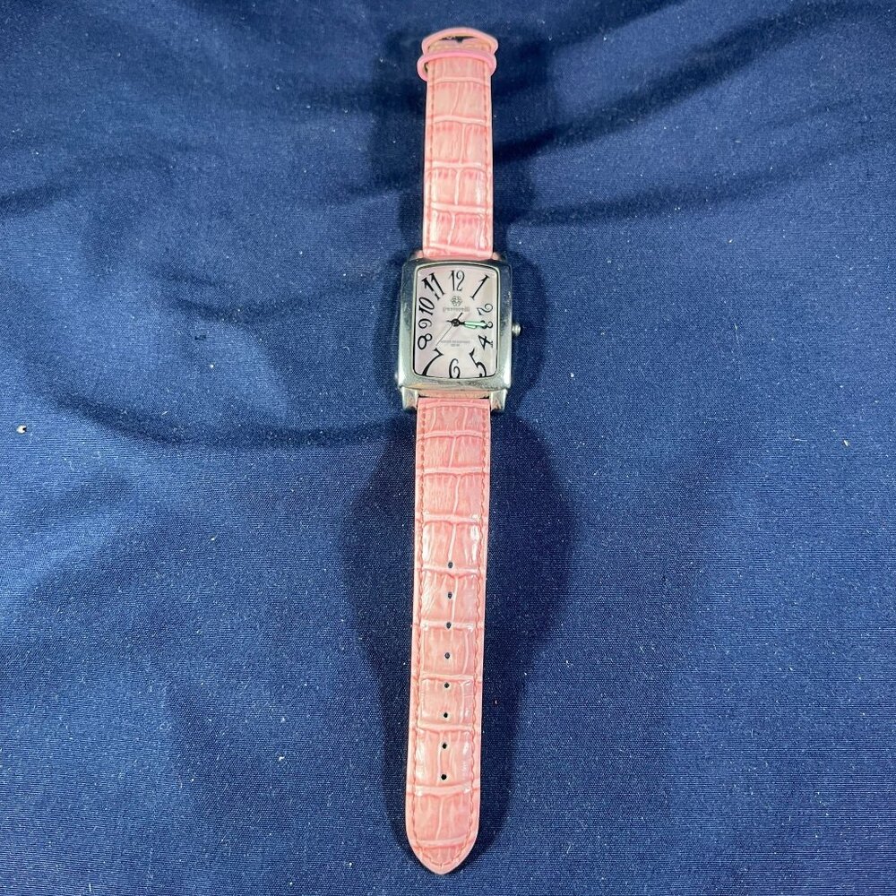 Ladies Pastorelli Rectangular Watch Pink Leather Band & Water Resistant 30M